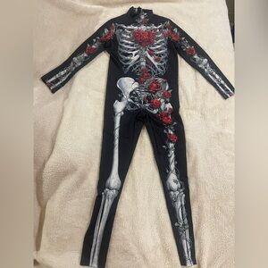 Womens Halloween Costume Cosplay Skeleton Printed Bodysuit